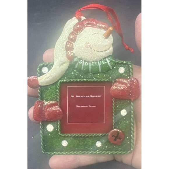 St. Nicholas Square Sparkly SNOWMAN Metal Ornament Frames-3 PC NEW Christmas - Picture 6 of 11